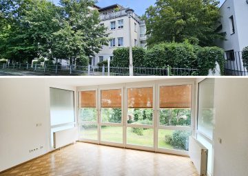 Helle 1-R-Whg mit gr. Süd-Glasfront, neue EBK, Lift & grünem Blick, 04155 Leipzig, Etagenwohnung