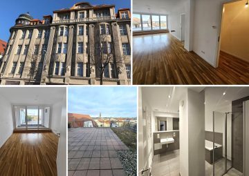 4-Raum DG-Wohnung in Lindenau mit Parkett, Dachterrasse, Lift, Fußbodenheizung, Abstellraum, Keller, SP mgl., 04177 Leipzig, Dachgeschosswohnung