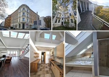 Helle DG-Wohnung mit Galerie, ca. 64 m² WZ, Kamin, EBK, Gäste-WC, gr. Balkon, Lift, SP mgl., 04103 Leipzig, Dachgeschosswohnung